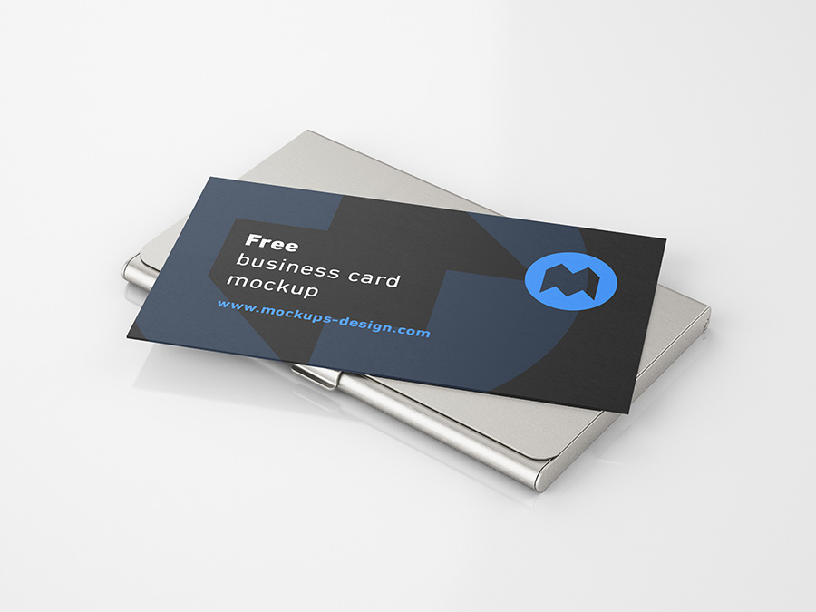 Free business card holder mockup