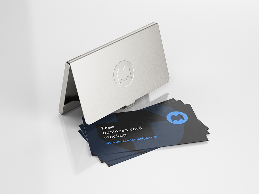 Free business card holder mockup