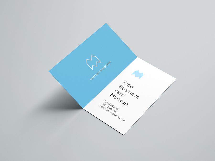 Free folded business card mockup