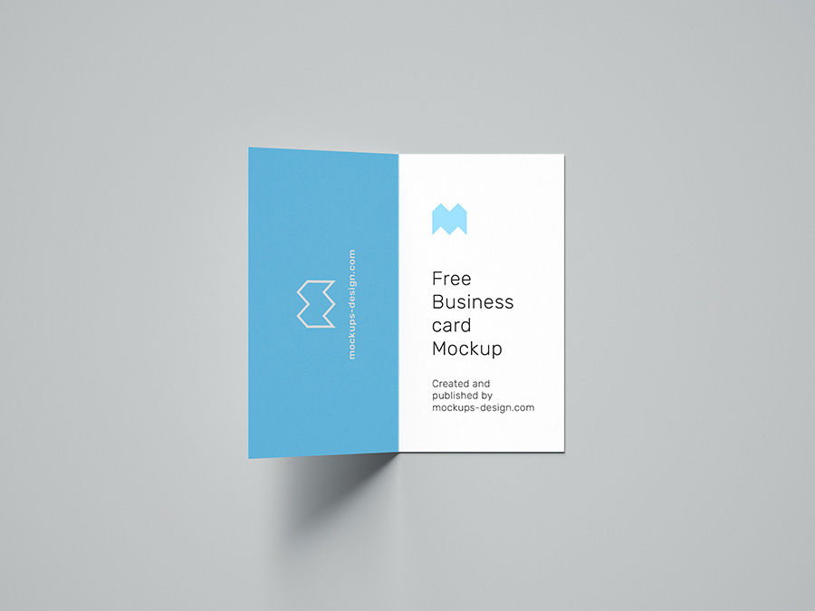 Free folded business card mockup