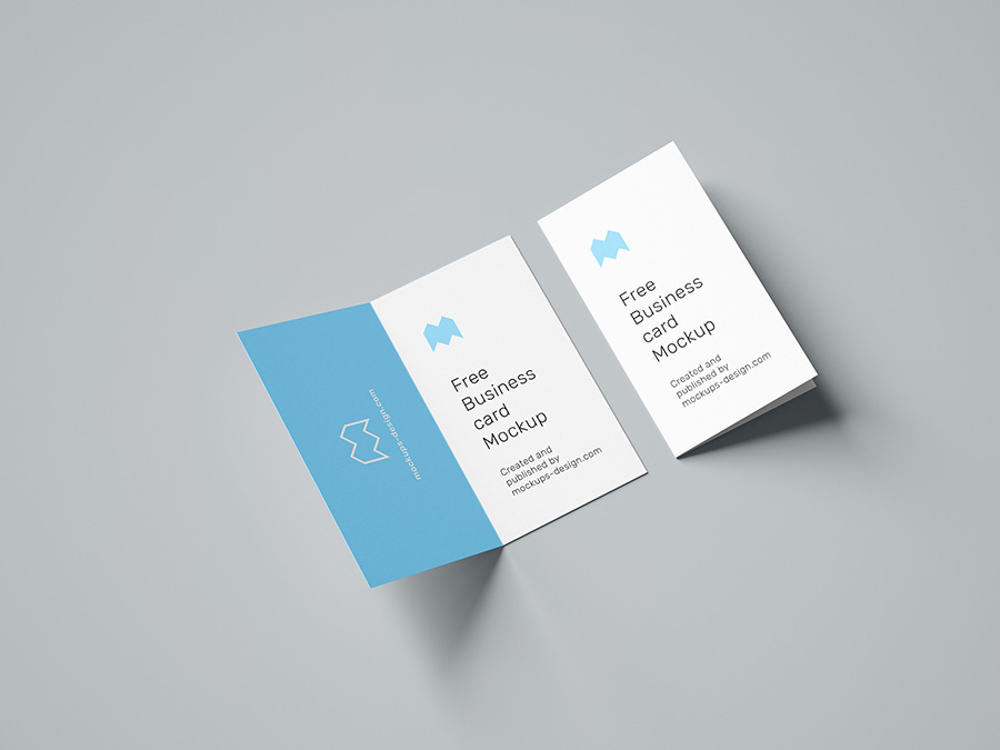 Free folded business card mockup