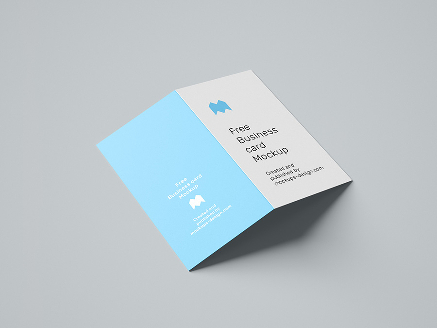 Free folded business card mockup