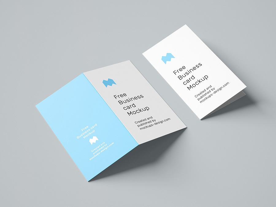 Free folded business card mockup
