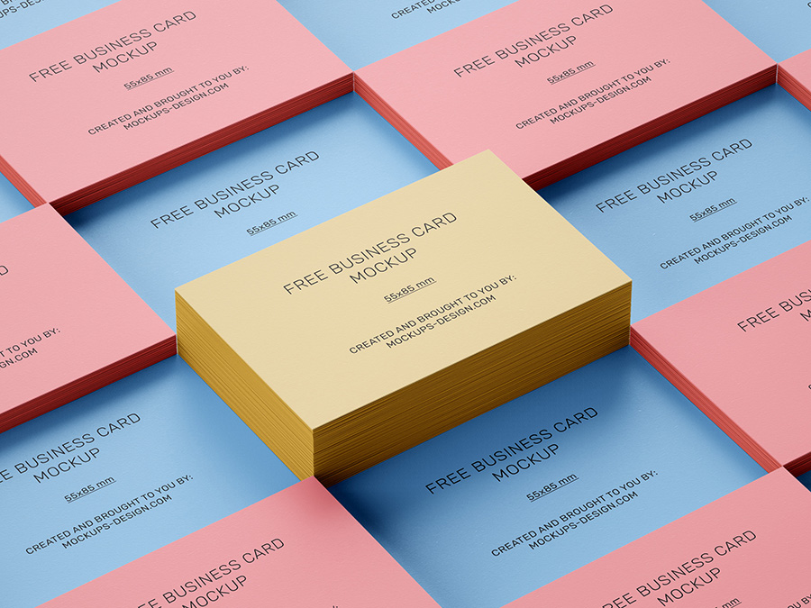 Free stacked business cards mockup