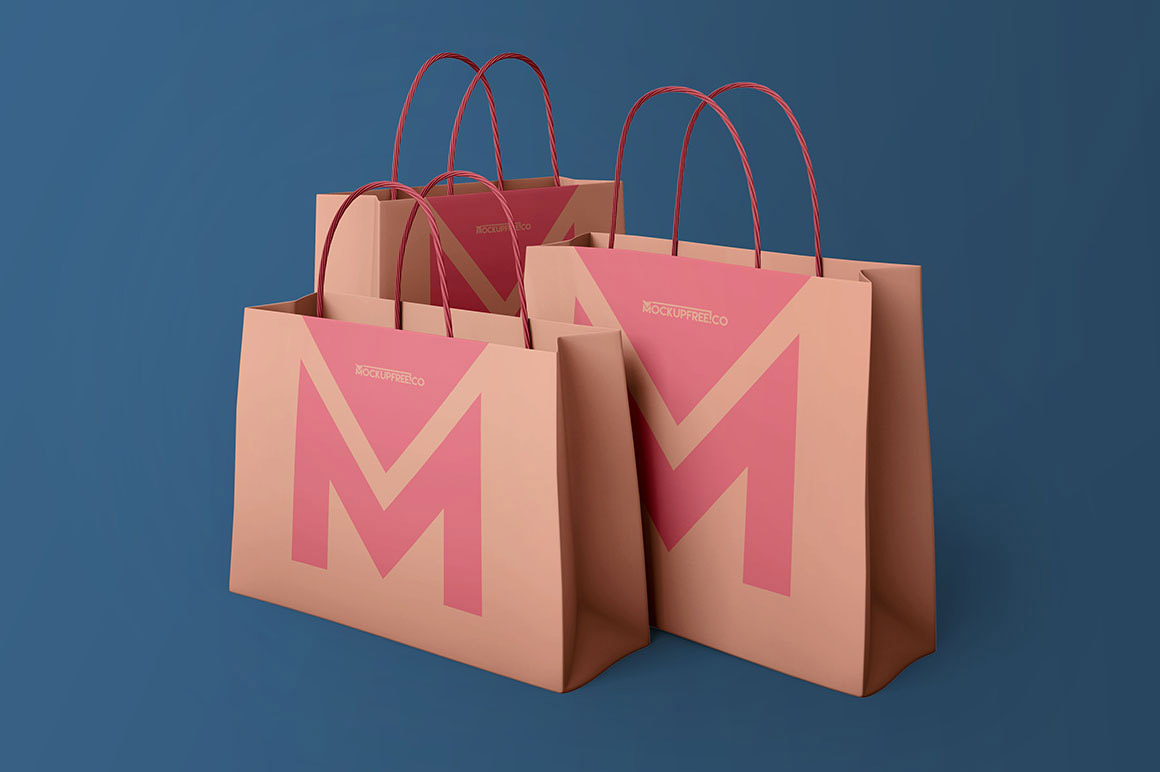 Free PSD 3 Paper Bags Mockup
