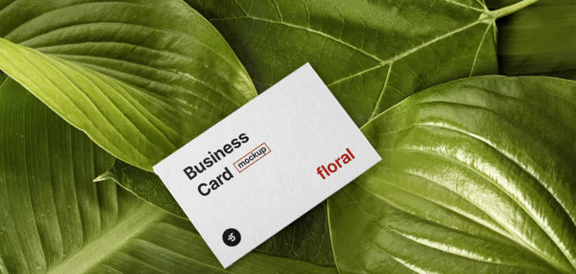 Free PSD business card floral Mockup
