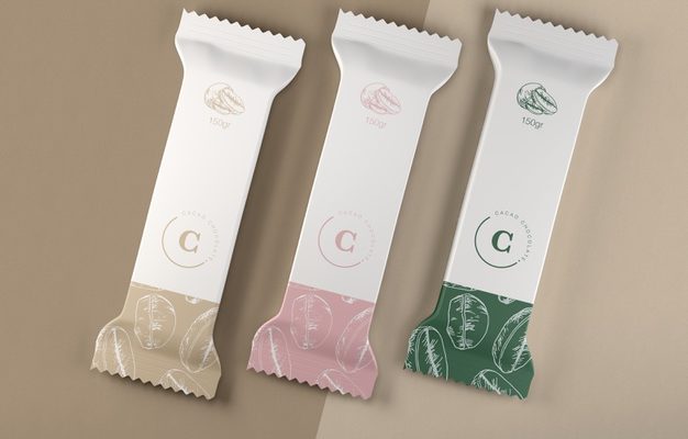 Free PSD chocolate bar wrapping Mockup