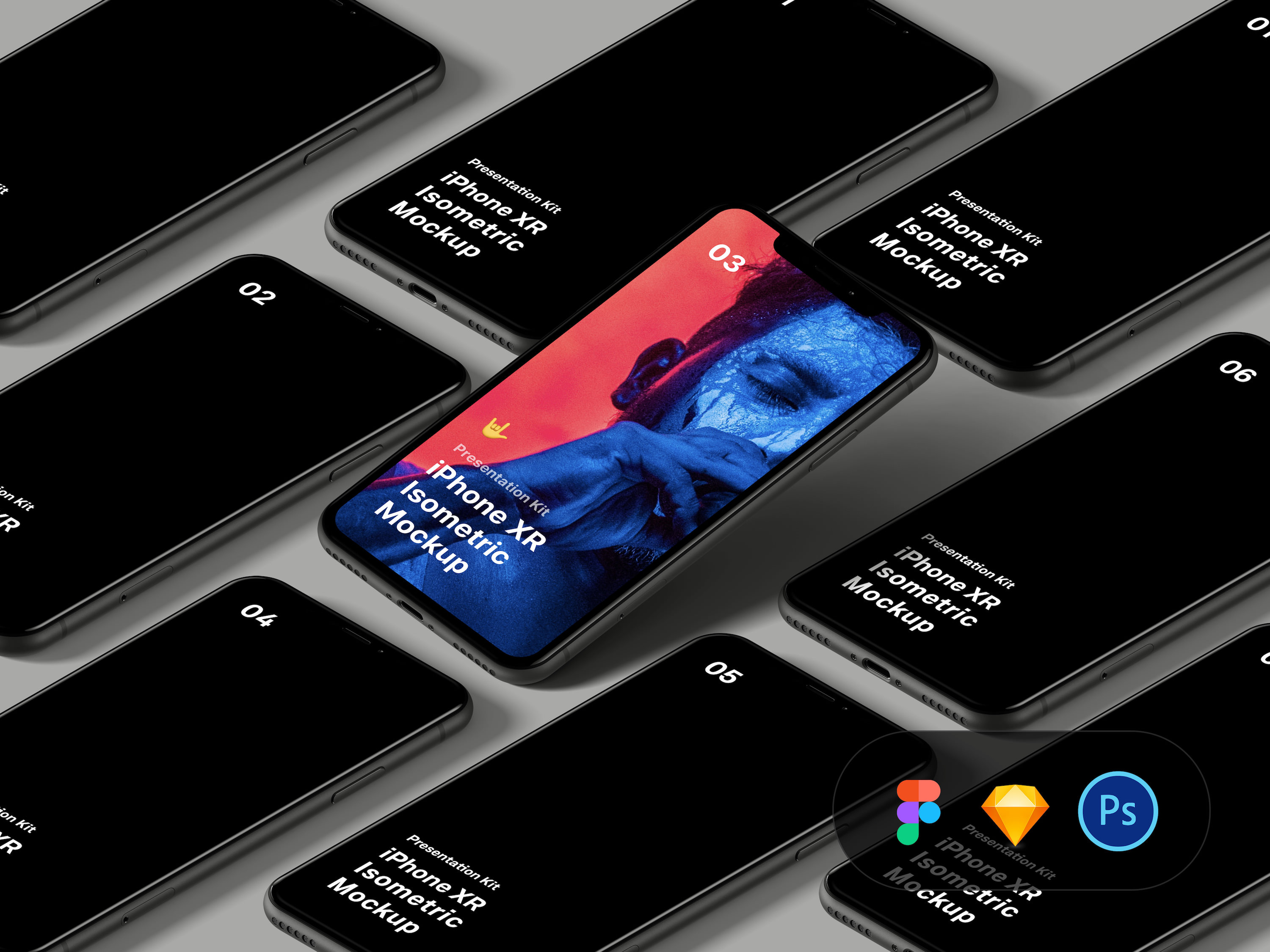 Free Isometric iPhone XR Mockup