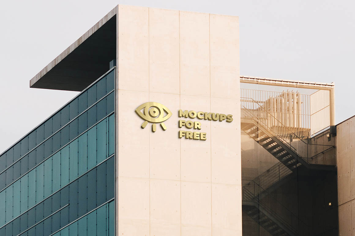 Free PSD Logo on The Building Mockup