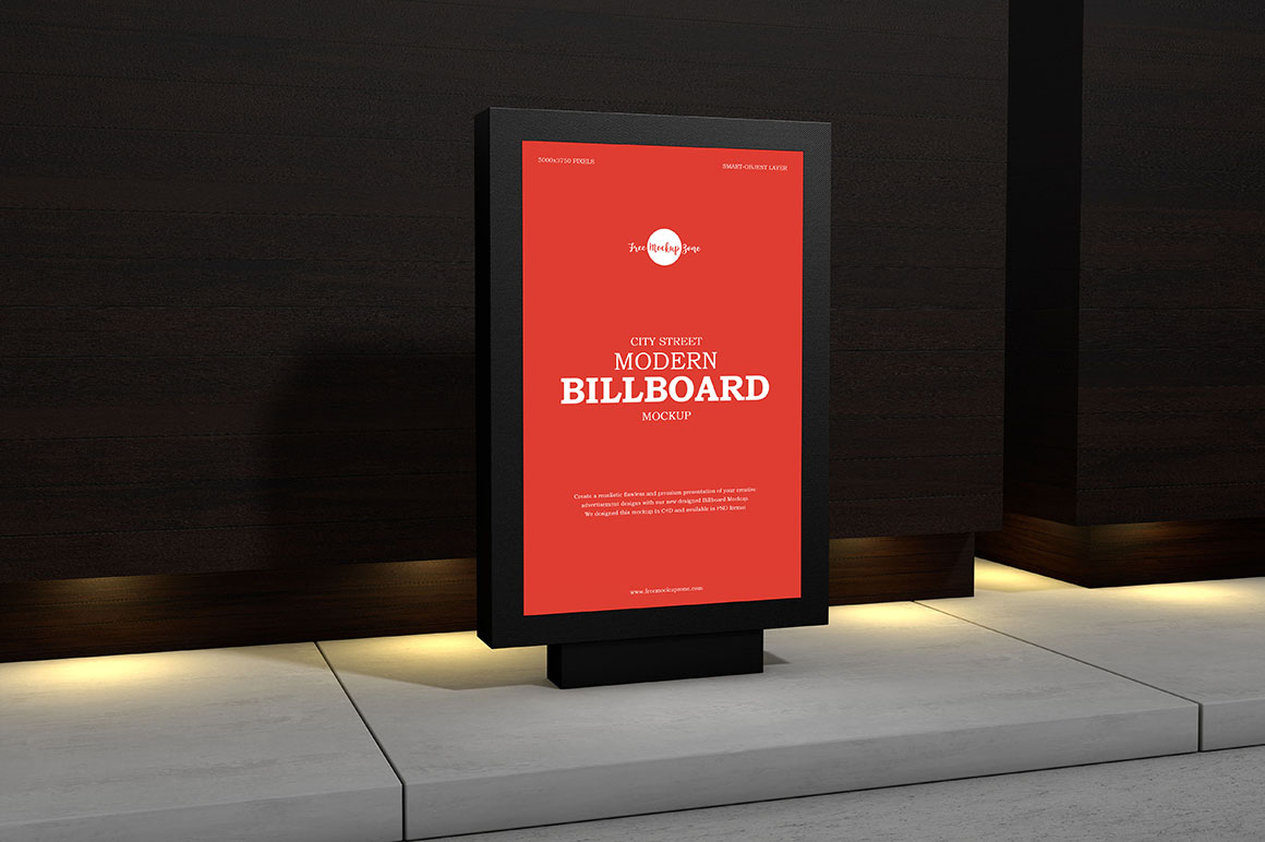 Free PSD Modern Street Outdoor Billboard Mockup