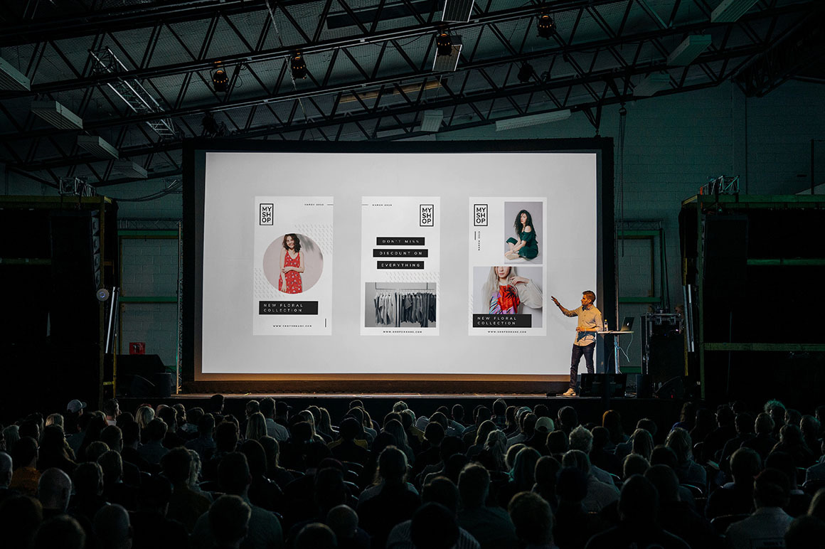 Free PSD Presentation on The Wall Mockup