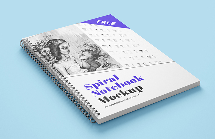 Free PSD Spiral Notebook Multi View Mockup