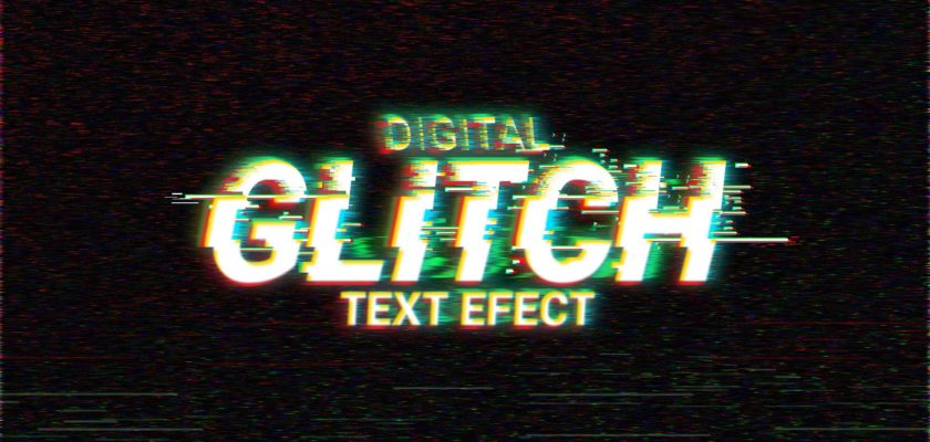 Free PSD Text glitch effect Mockup