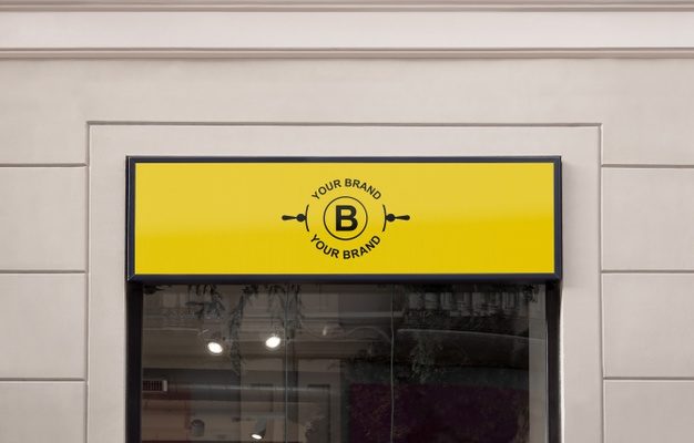 Free PSD window banner logo mockup