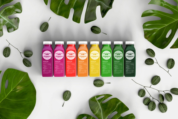Top view colorful smoothies mock-up Free Psd