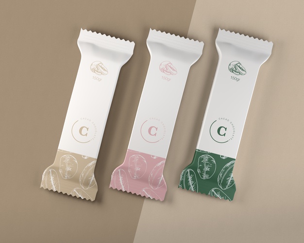 Plastic chocolate bar wrapping mock-up Free Psd