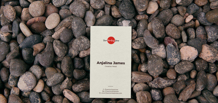 Free PSD business card with stones background Mockup