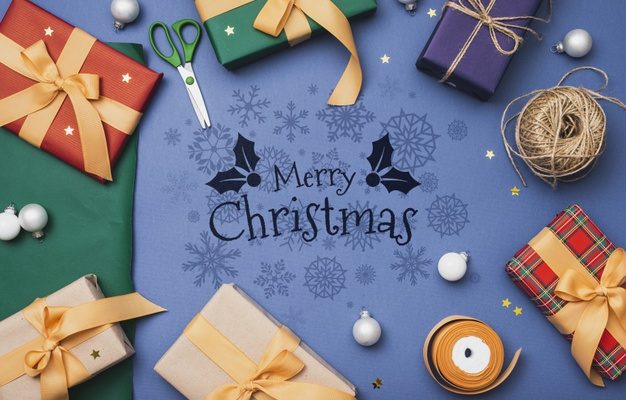 Free PSD Christmas Gifts Mockup