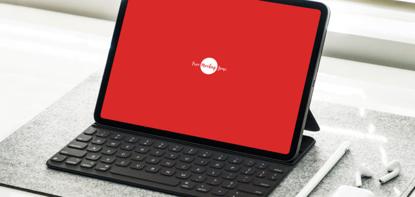 Free PSD iPad pro with keyboard Mockup