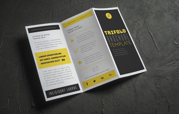 Free PSD minimal Trifold brochure Mockup